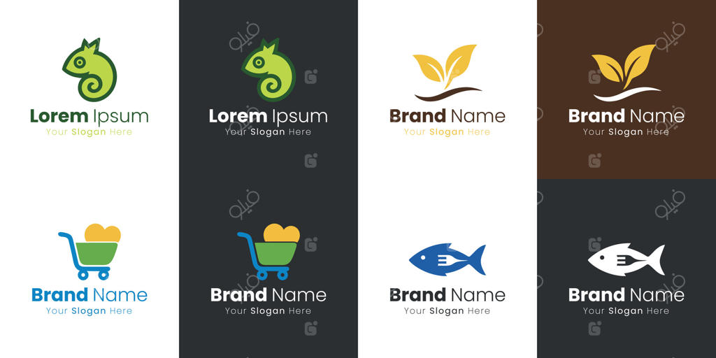 طرح‌های خلاقانه لوگو چرخ خرید - آفتاب‌پرست، برگ و ماهی برای هویت برند