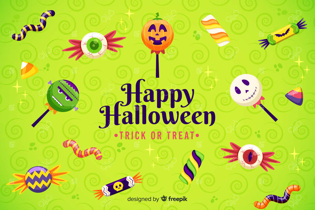 پس‌زمینه هالووین با آب‌نبات‌های ضد جاذبه