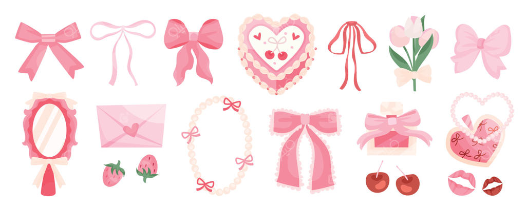 مجموعه عناصر تزیینی صورتی