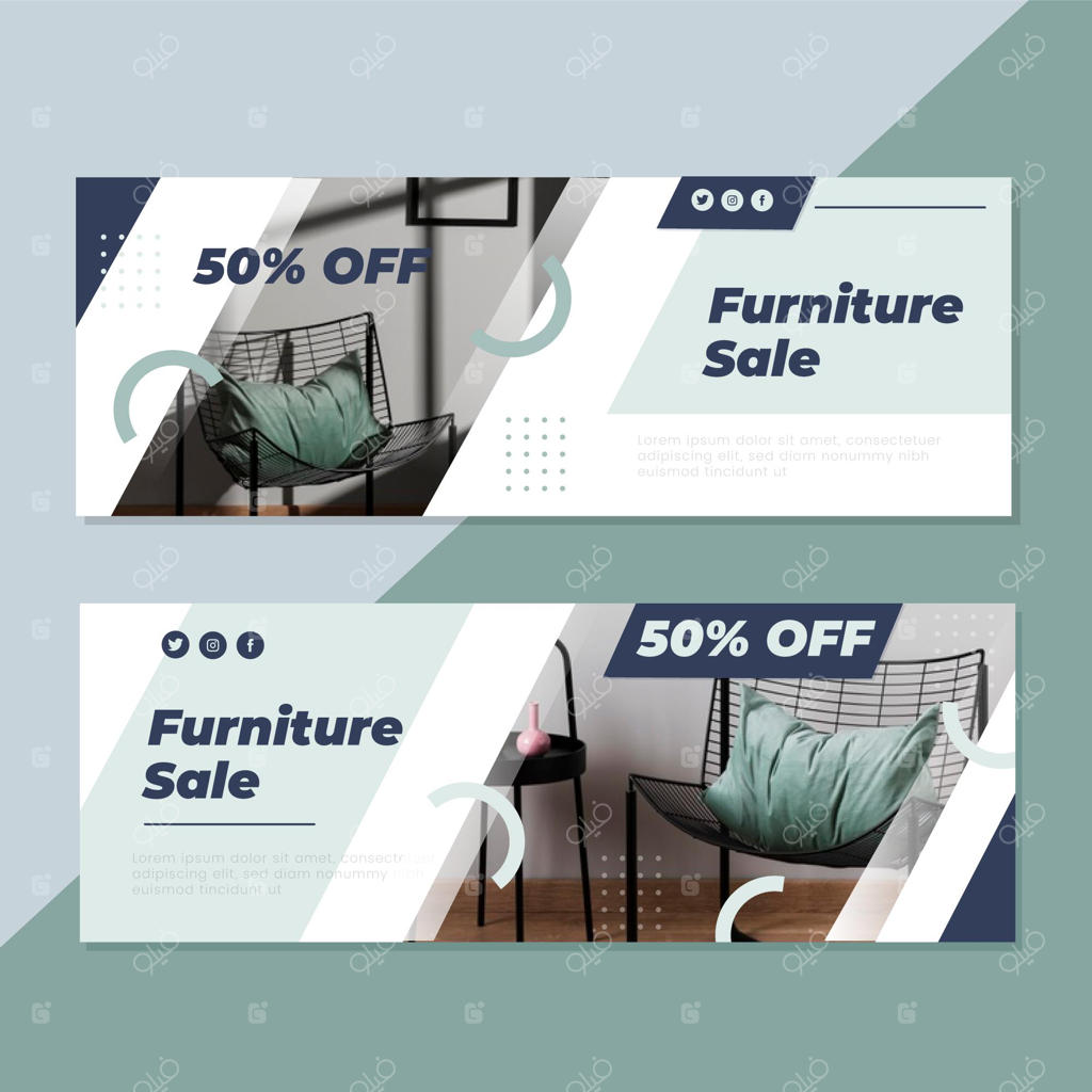 مجموعه بنرهای فروش مبلمان همراه با عکس