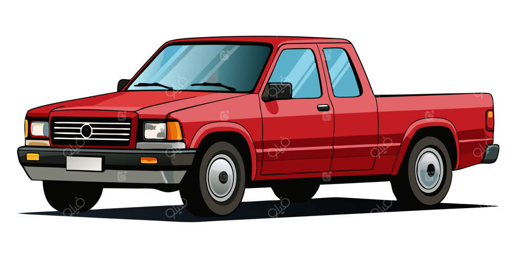 تصویری از یک کامیون قرمز با نام فورد روی آن