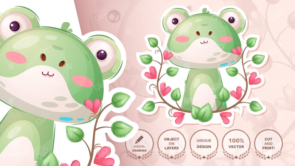 برچسب قورباغه زیبا و بامزه - فایل وکتور EPS 10