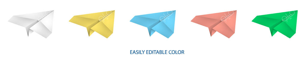 آیکون واقع‌گرایانه هواپیمای کاغذی: ارسال پیام و ایمیل. عنصر طراحی سفر. وکتور رنگی قابل ویرایش