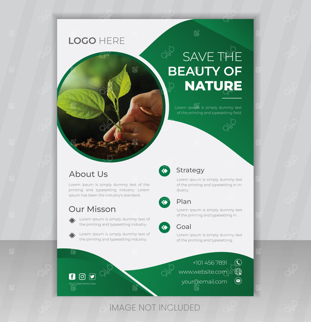 قالب وکتور طراحی پوستر و تراکت با موضوع طبیعت و محیط زیست