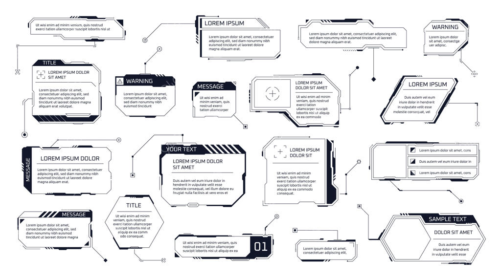 نمودار فراخوان فناوری: دسته‌بندی تولید فناوری دیجیتال، جعبه‌های عنوان هاد، اینفوگرافیک، فریم زیرنویس برای نقل‌قول، کادر متن، تصویرسازی برداری جذاب و رنگارنگ