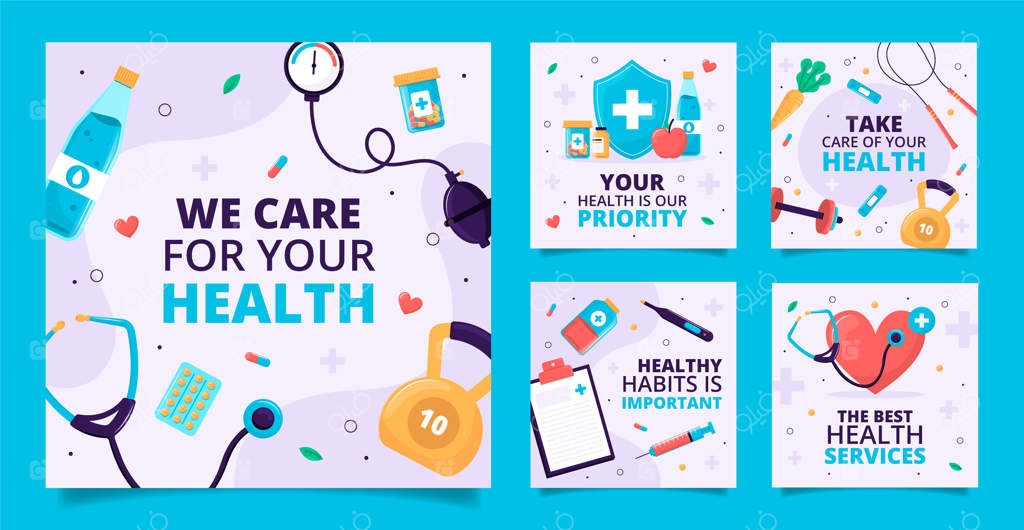 پست‌های اینستاگرامی سیستم مراقبت‌های بهداشتی با طراحی تخت