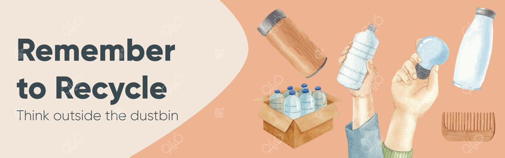 قالب تبلیغات فیسبوک با طراحی آبرنگی و مفهوم بازیافت جهانی