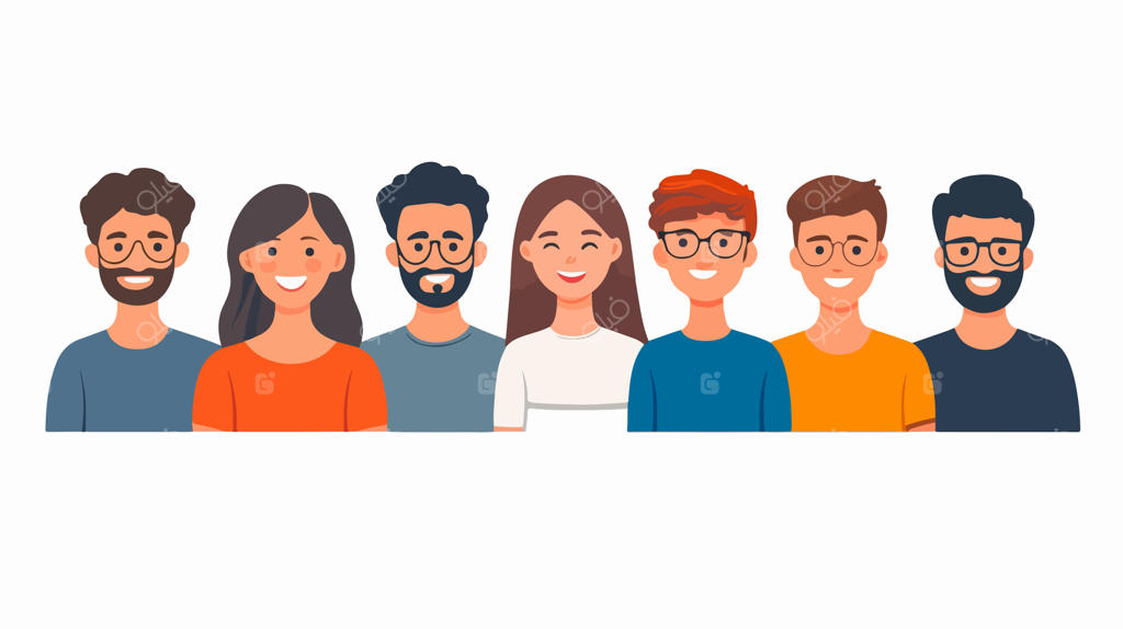 آیکون وکتور گروهی از افراد متنوع با سبک کارتونی تخت برای پروژه‌های خلاقانه