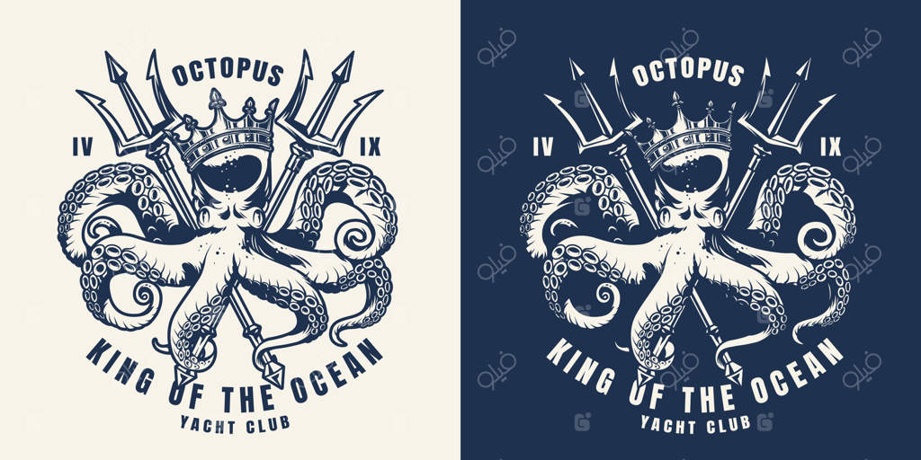 چاپ قدیمی دریایی به سبک تک‌رنگ