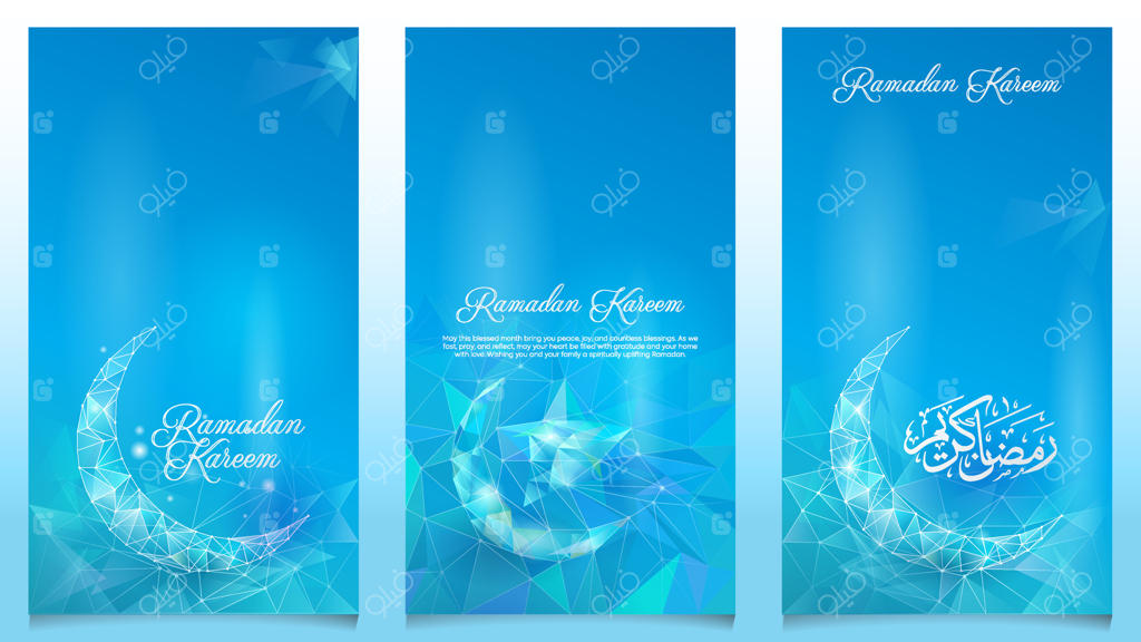 طراحی رمضان کریم با هلال و ستاره هندسی، نماد اسلامی برای بنر و کارت تبریک