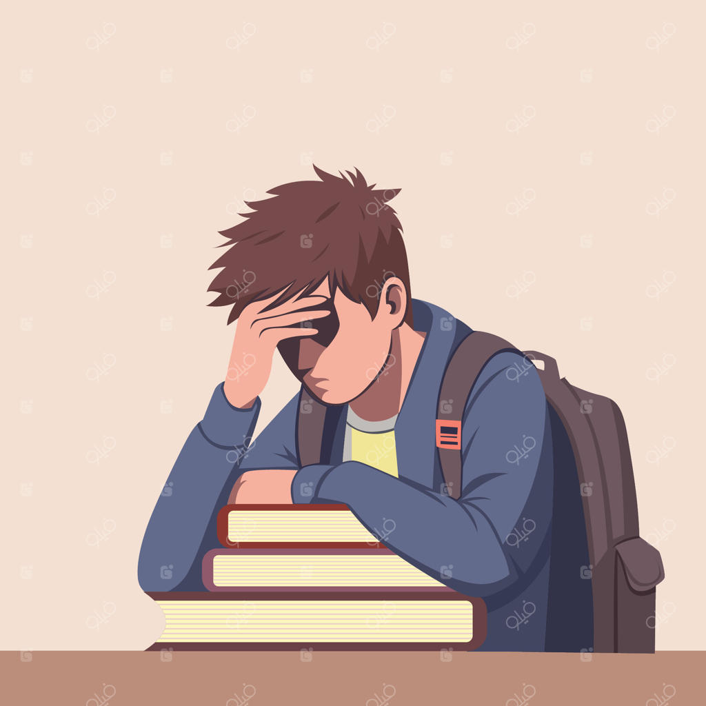 تصویرسازی دانش‌آموز مضطرب و دانش‌آموز با کتاب