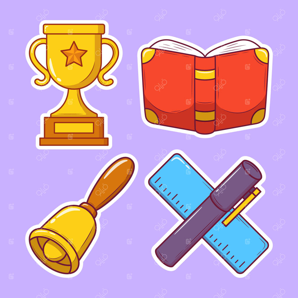 کارتون‌ و استیکرهای نقاشی دستی بازگشت به مدرسه برای رنگ‌آمیزی