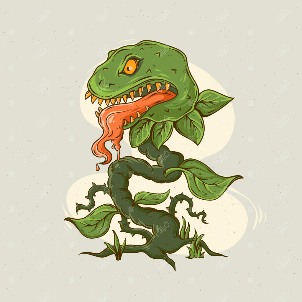 تصویر کارتونی دستی گیاه حشره‌خوار ونوس