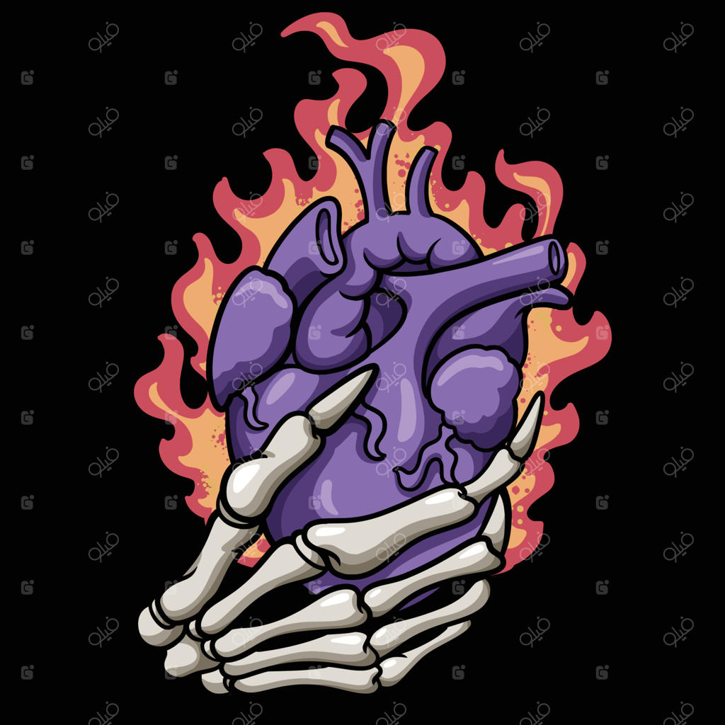 جمجمه‌ای در حال نگه‌داشتن قلب