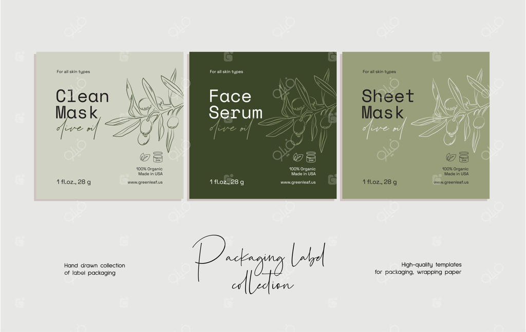 طرح برچسب لوازم آرایشی با هنر خطی دستی وکتور