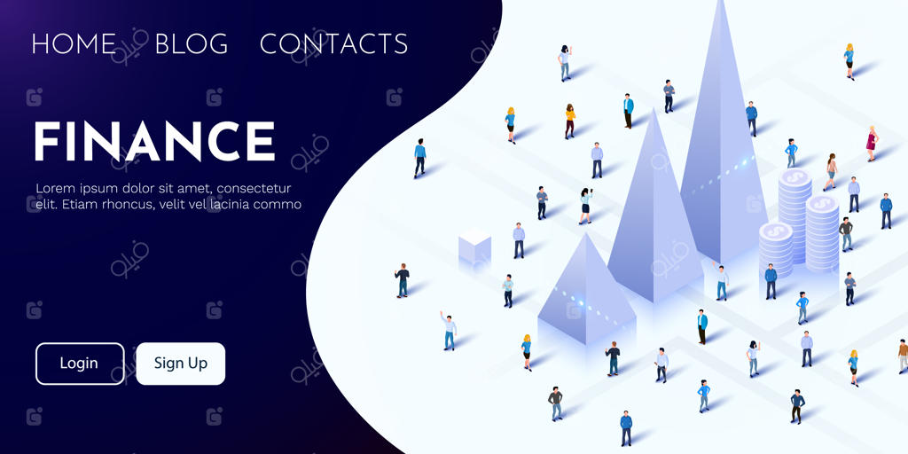 مفهوم تحلیل مالی: نمودار سه‌بعدی با جمعیت افراد و الگوی کاربرد تجاری