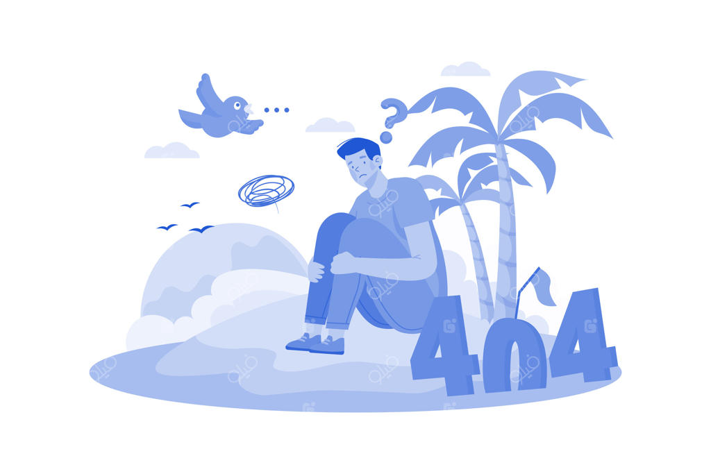 کانسپت تصویرسازی «گم شدن در جایی» با پس‌زمینه سفید