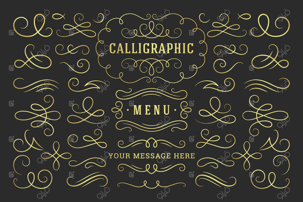 عناصر طراحی خوشنویسی - تزیینات کلاسیک و پیچک‌ها و تزئینات مجلل