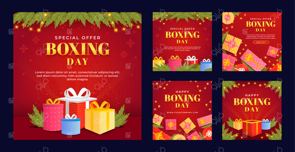 مجموعه پست‌های اینستاگرام برای روز باکسینگ با گرادینت جذاب