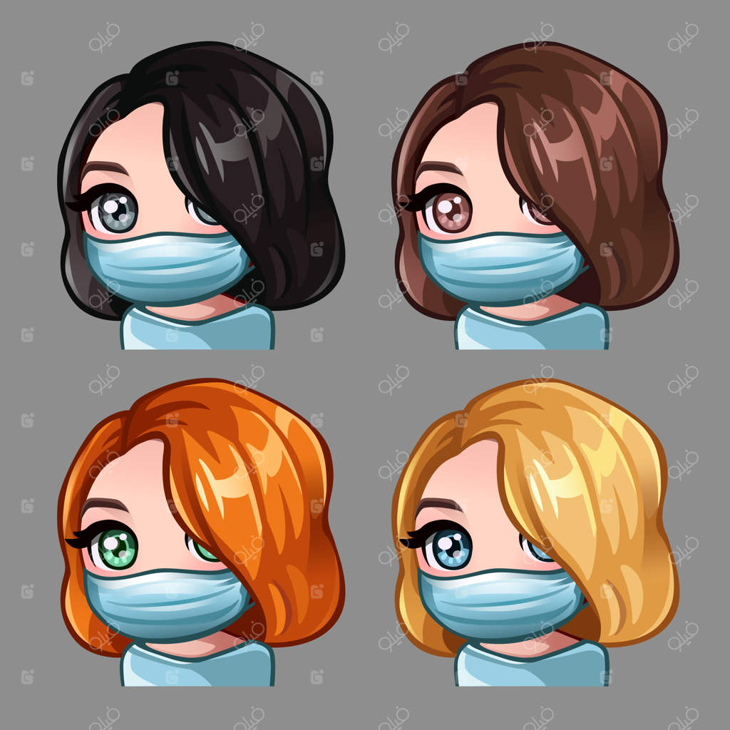 زنان با موی کوتاه و ماسک پزشکی