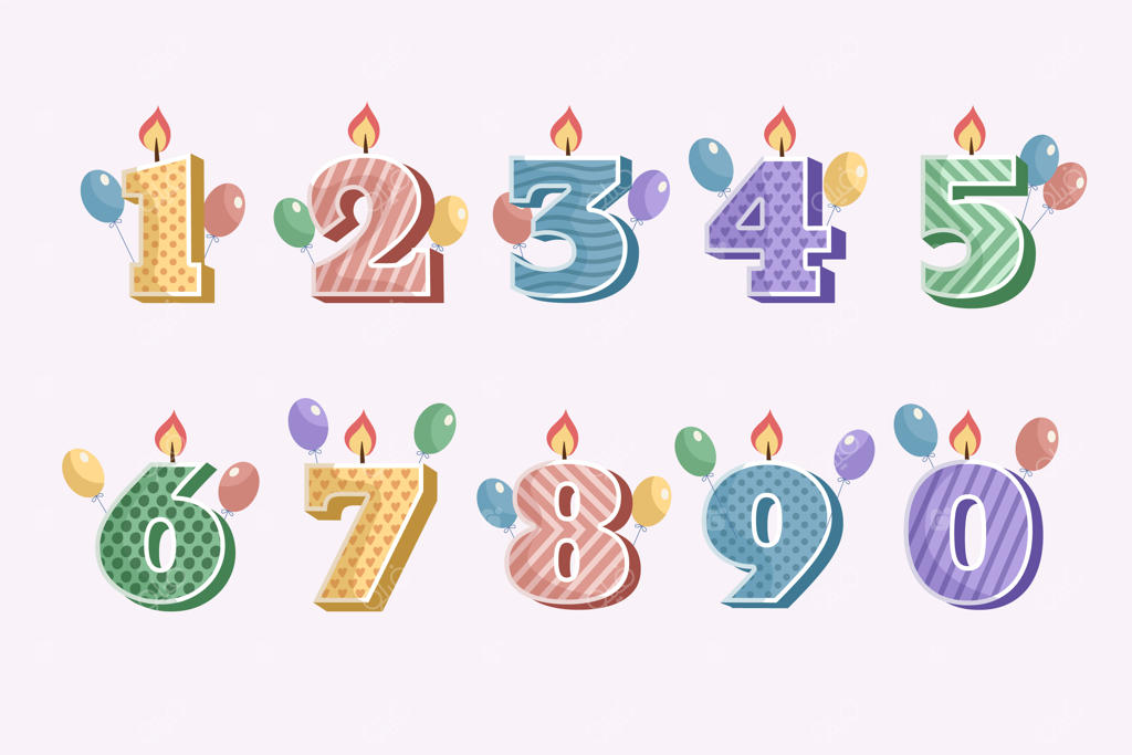 مجموعه اعداد تولد دستی طراحی شده