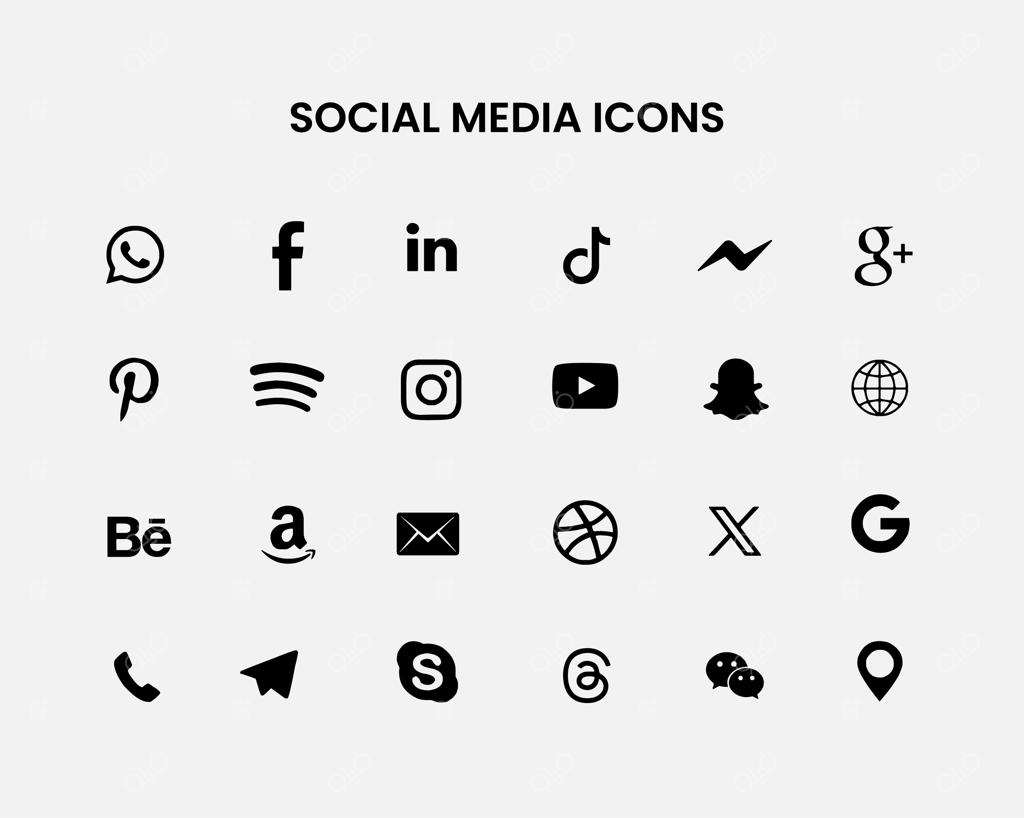 مجموعه آیکون و لوگوی شبکه‌های اجتماعی