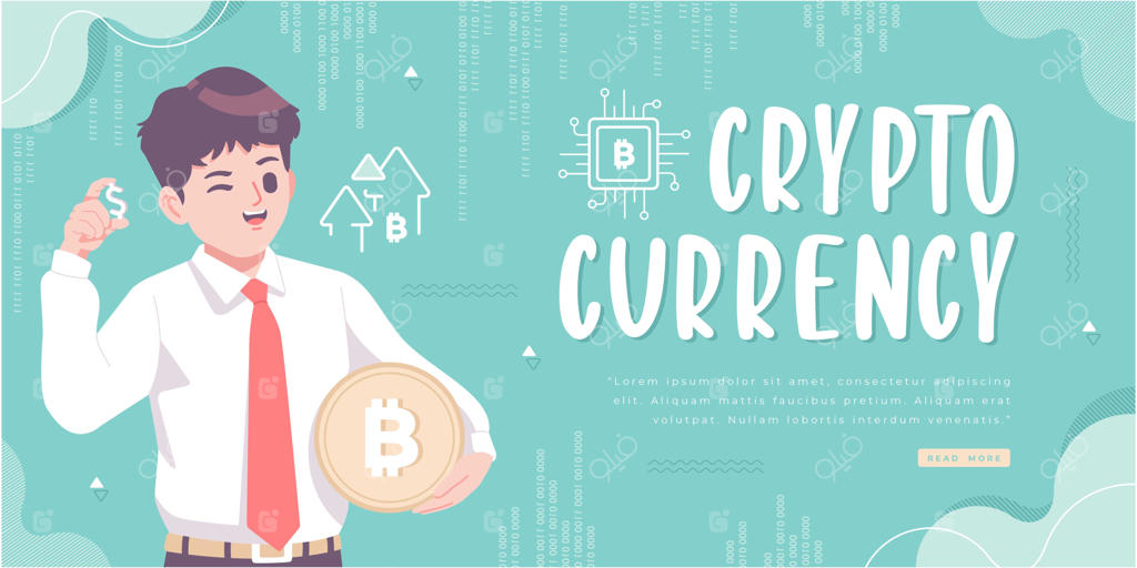 طراحی بنر مفهومی برای ارز دیجیتال بیت‌کوین