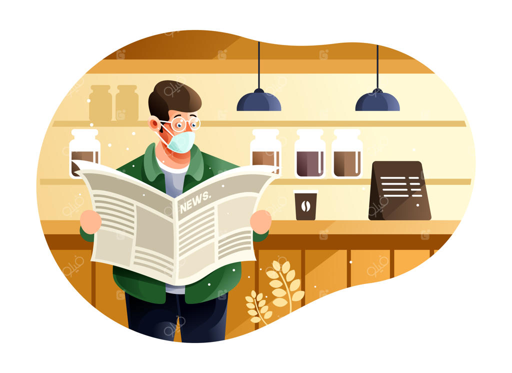 استفاده از ماسک محافظ هنگام خواندن روزنامه در شرایط جدید کرونا