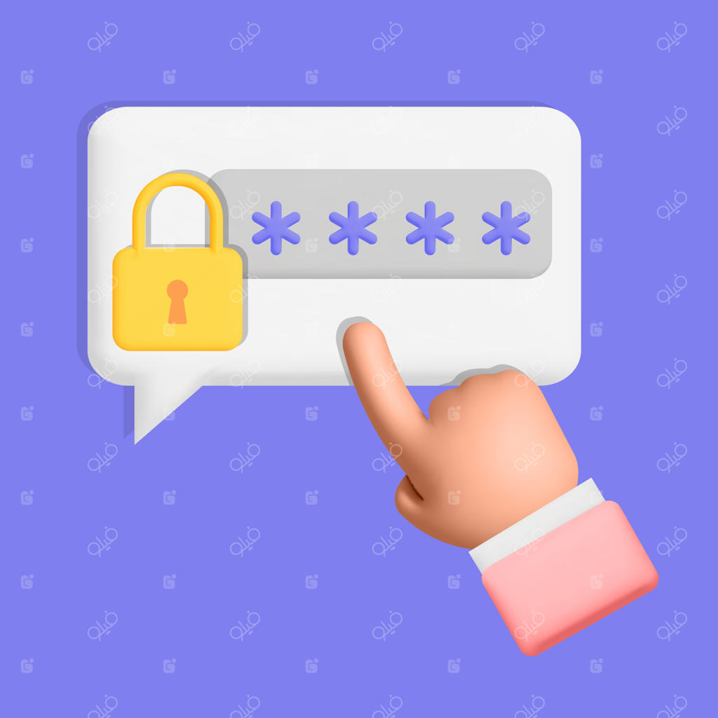 طرح وکتور سه‌بعدی حباب پنجره اعلان امنیت رمز عبور و دسترسی منطقی