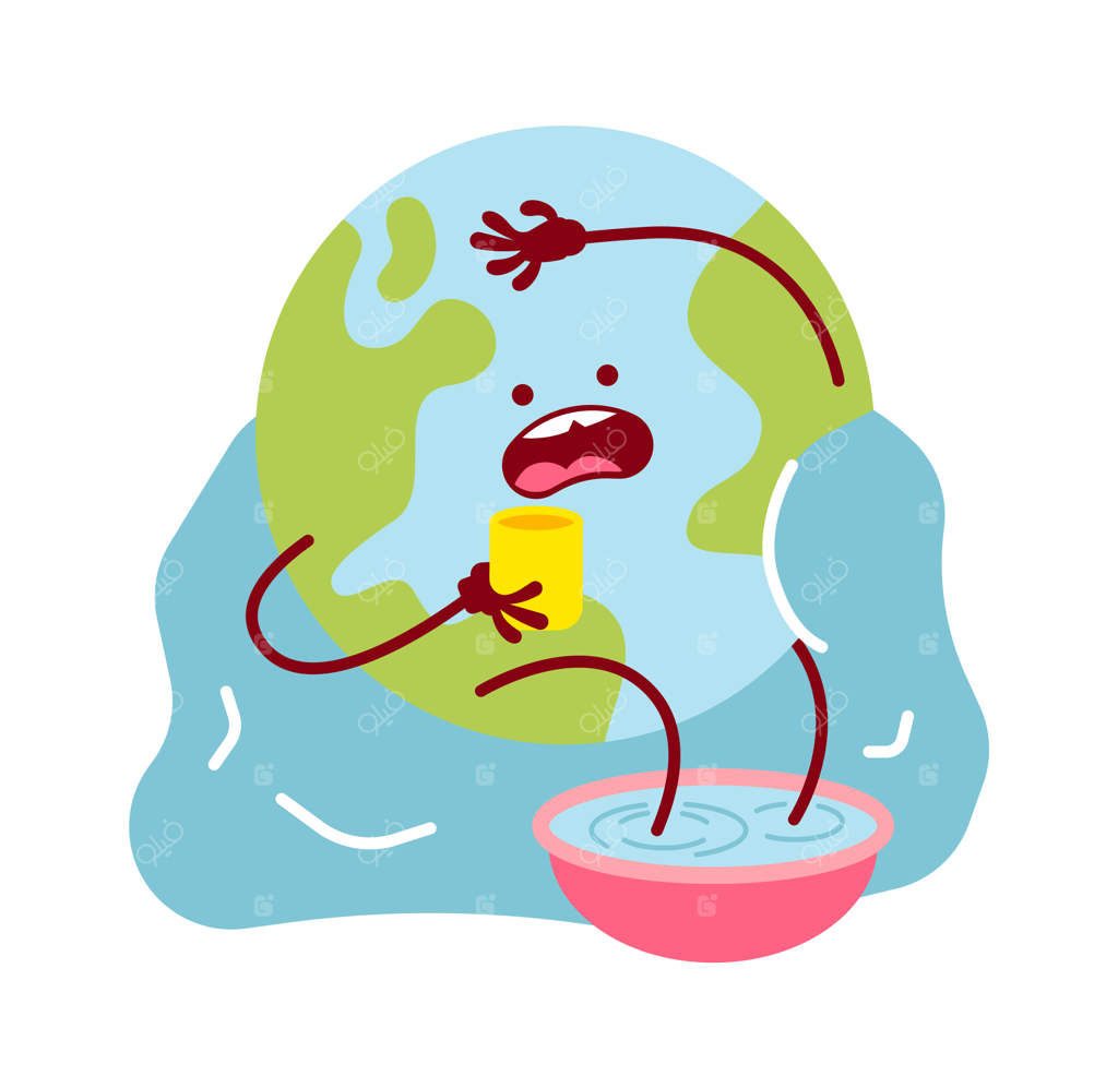 شخصیت کارتونی زمین بیمار - تصویر برداری