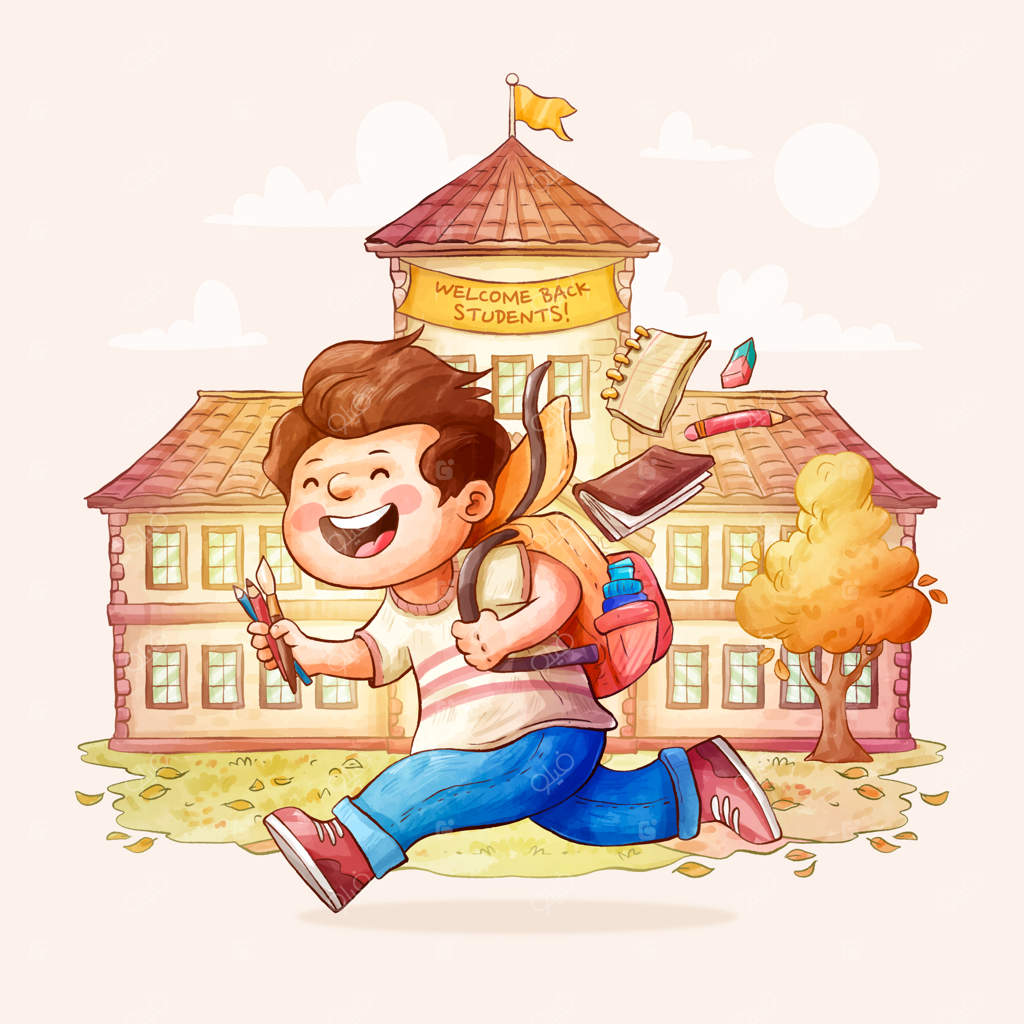 تصویرسازی بازگشت به مدرسه با آبرنگ