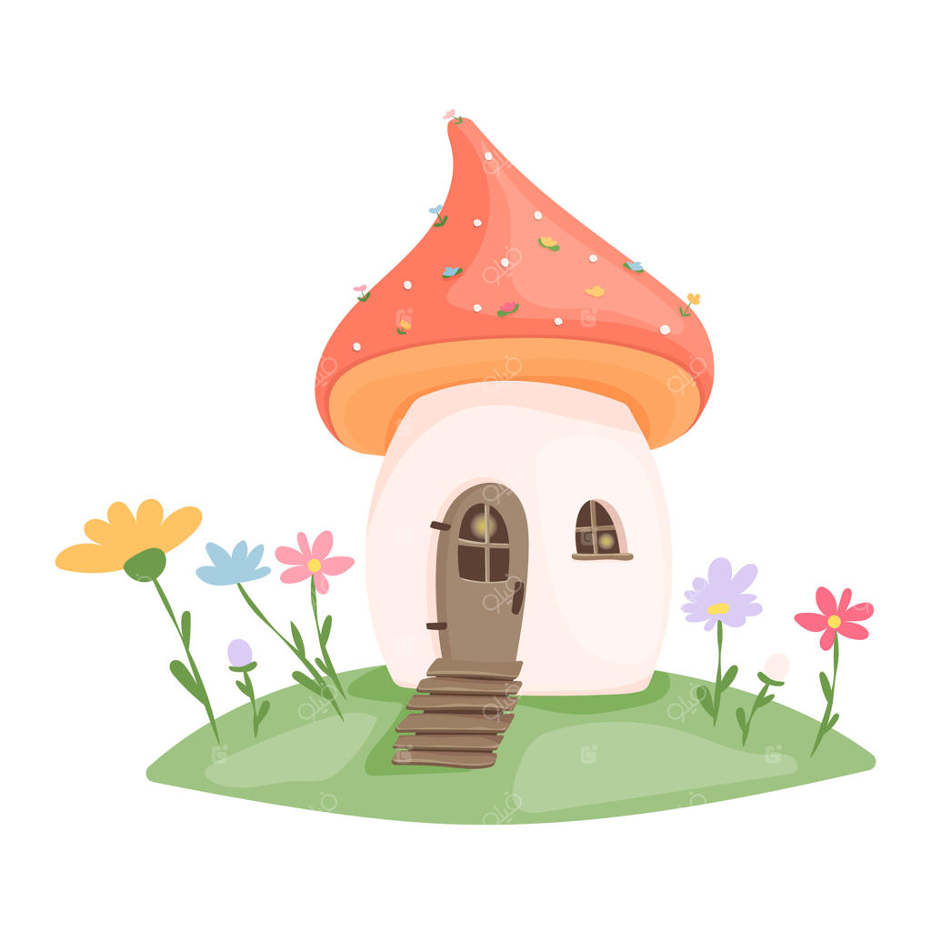 خانه قارچی خیالی در باغ گل - پرو وکتور
