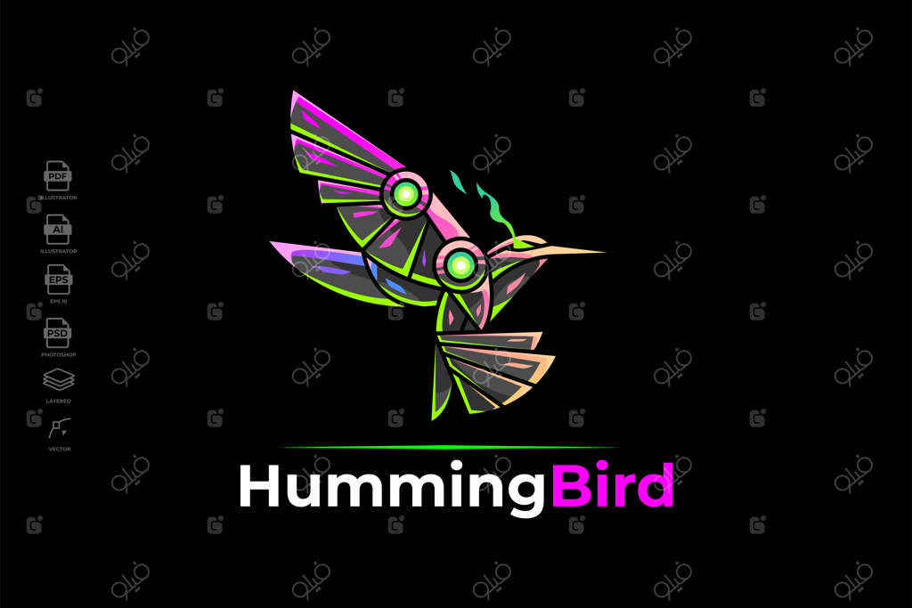 پترن طراحی لوگوی پرنده رباتیک مدرن