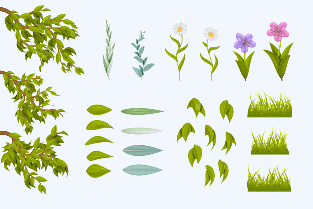 مجموعه‌ای از عناصر طراحی واقع‌گرایانه برای جشن فصل بهار