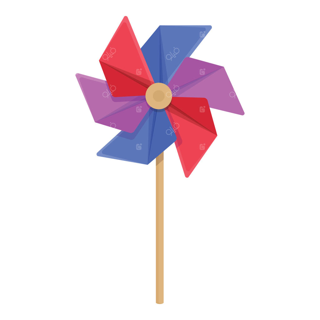 آیکون کارتونی بادنما. اسباب‌بازی کاغذی