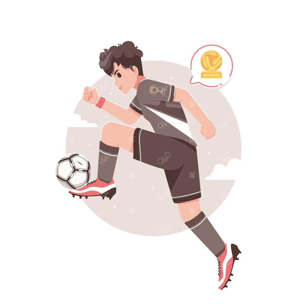 بازیکن فوتبال در حال شوت زدن توپ