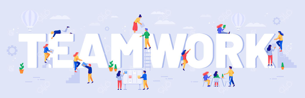 تصویر همکاری تیمی: ارتباطات تیمی، مشارکت و مدیریت سازمان، پروژه توسعه وکتور