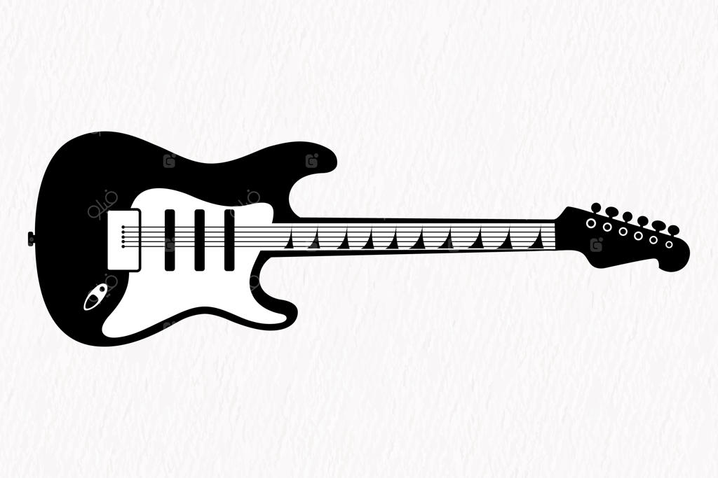 وکتور سایه‌نمای گیتار الکتریک بدنه توپر