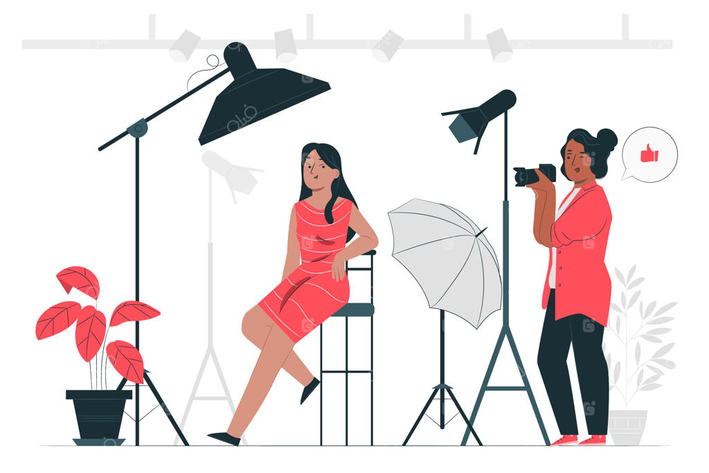 تصویرسازی مفهوم عکاسی در استودیو