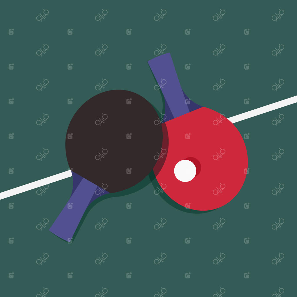 راکت‌های پینگ پنگ قرار گرفته روی هم با پس‌زمینه سبز تیره