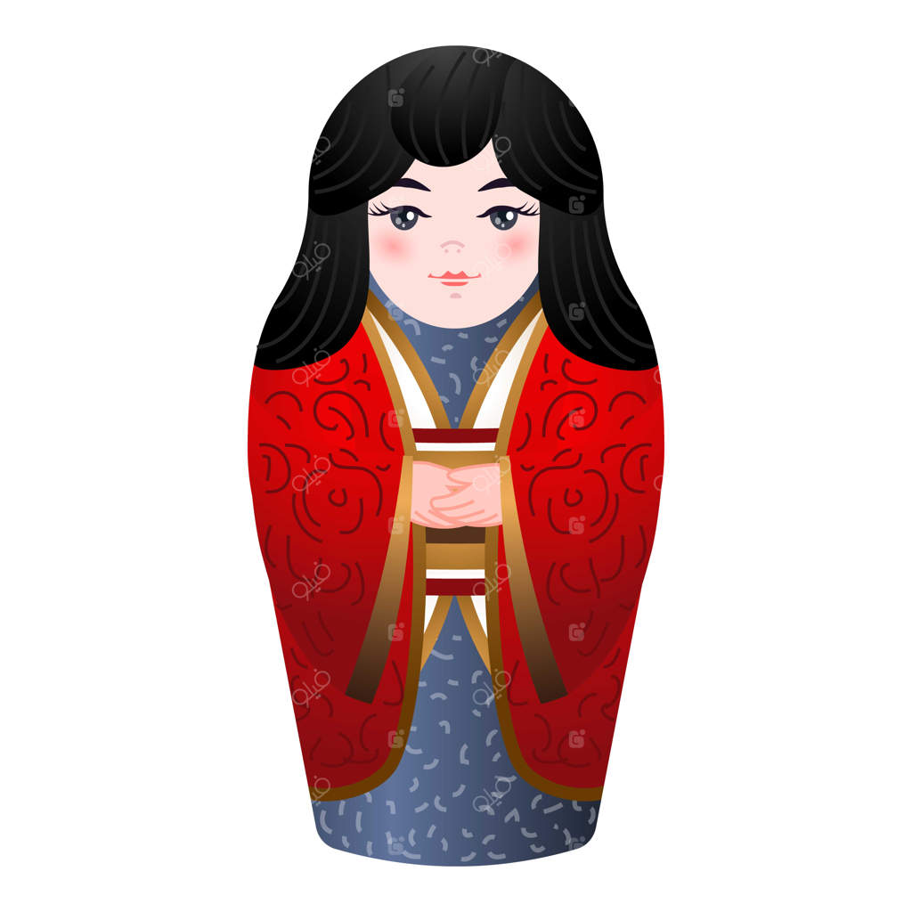 نماد کارتون عروسک روسی، تصویر برداری عروسک ماتروشکا برای طراحی وب، در پس‌زمینه‌ سفید