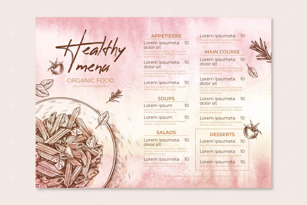 طرح الگوی منوی رستوران