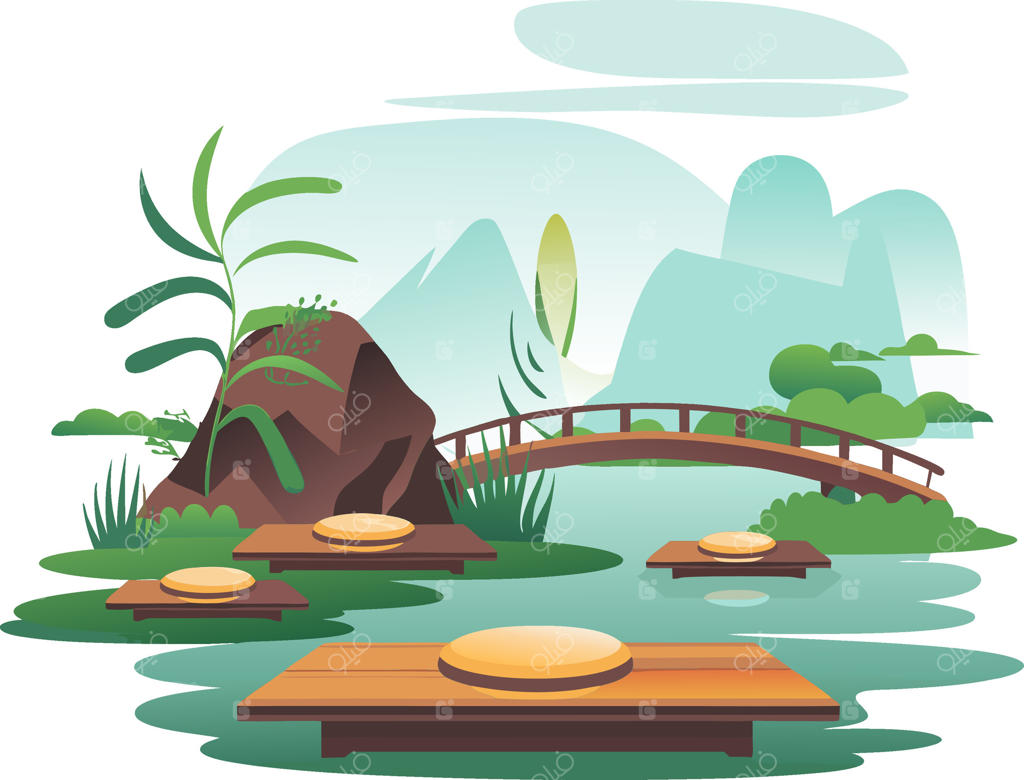 باغ ذن آرام با پل و آب آرام در هنر