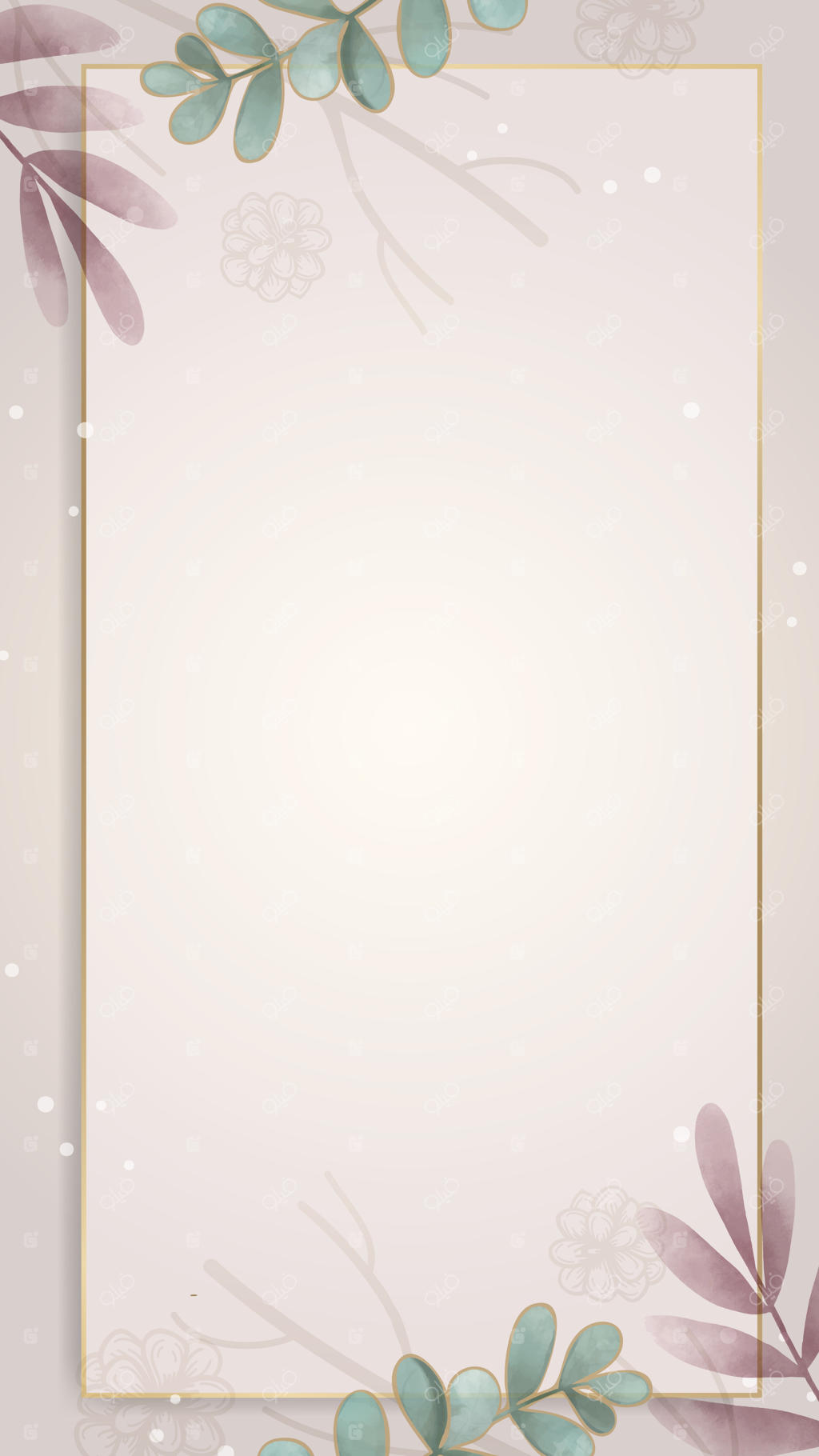 والپیپر موبایل با قاب مستطیلی و برگ‌های تزئینی