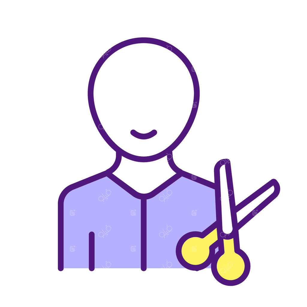 آیکون رنگی قیچی آرایشگری. ابزار مو، شخص آرایشگر. تجهیزات کوتاهی مو. قیچی سالن. تصویر مجزا. طراحی خطی ساده. قابل ویرایش.