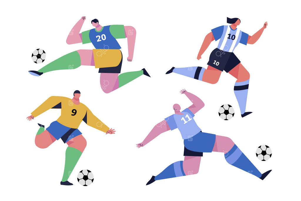 مجموعه کریکت بازان به صورت کارت های تخت