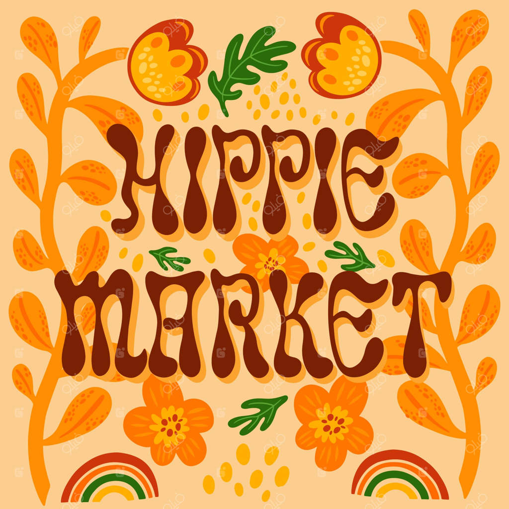 تصویرسازی متنی بازار هیپی دست‌ساز