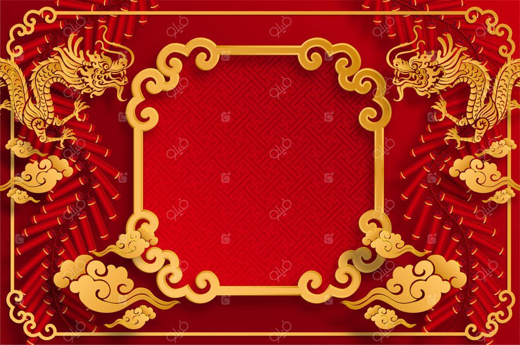 دعوتنامه عروسی شرقی چینی و قالب‌های کارت منو با طرح‌های زیبا بر روی زمینه کاغذی رنگی.