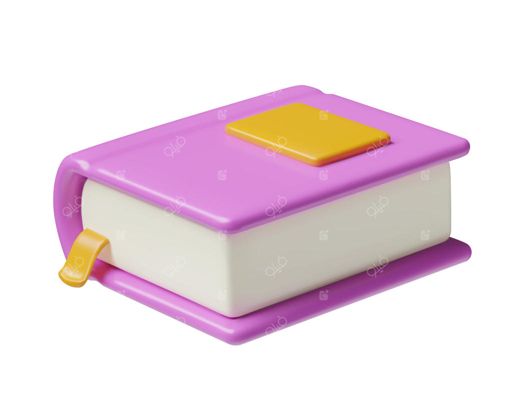 کتاب درسی سه‌بعدی با نشانک - آیکون کتاب بسته سه‌بعدی بر روی زمینه سفید