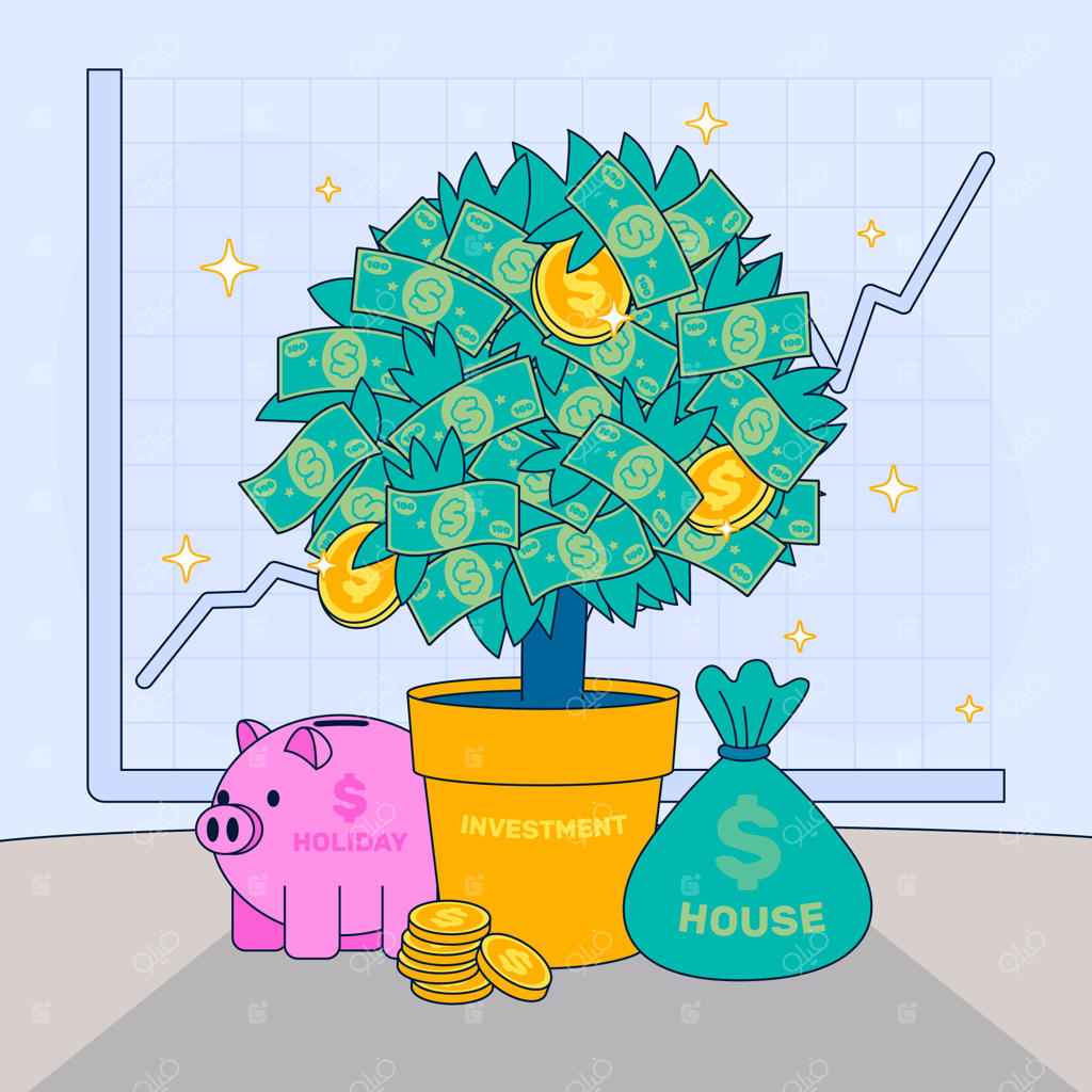 تصویرسازی مدیریت مالی به صورت نقاشی دستی